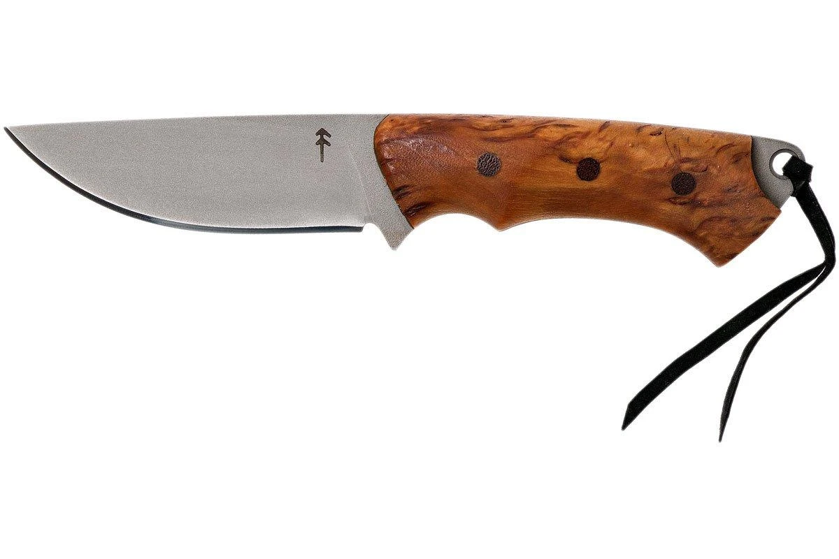Autine Kurbads, Curly Birch, Elmax, Brown RH Sheath, Cuchillo De Exterior 3 Autine Kurbads, Curly Birch, Elmax, Brown RH Sheath, Cuchillo De Exterior