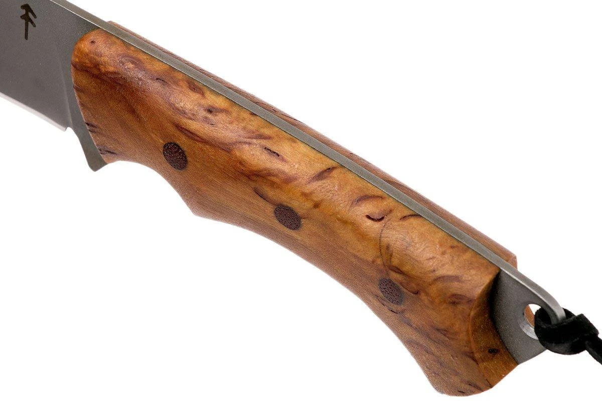 Autine Kurbads, Curly Birch, Elmax, Brown RH Sheath, Cuchillo De Exterior 7 Autine Kurbads, Curly Birch, Elmax, Brown RH Sheath, Cuchillo De Exterior - Imagen 5