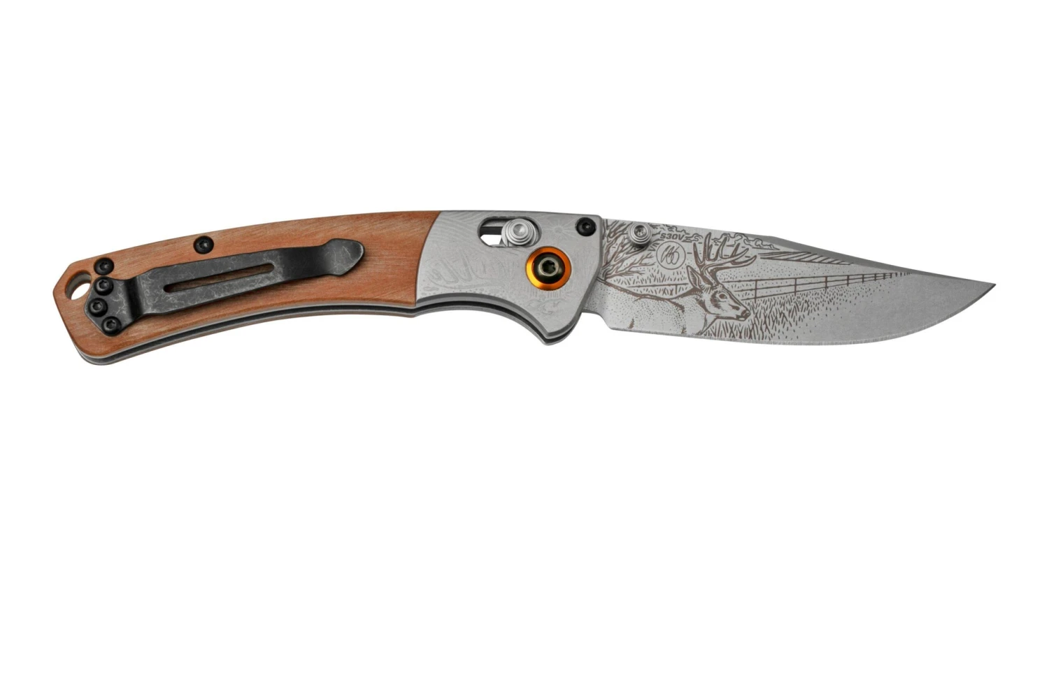 Benchmade Mini Crooked River Whitetail Limited Edition Artist Series 15085-2202, Navaja De Caza, Casey Underwood Diseño 4 Benchmade Mini Crooked River Whitetail Limited Edition Artist Series 15085-2202, Navaja De Caza, Casey Underwood Diseño - Imagen 2