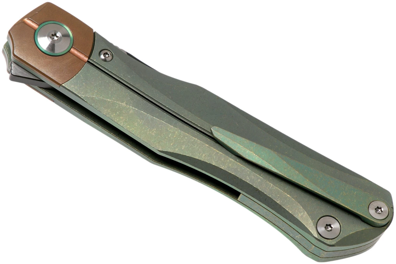 Bestech Thyra BT2106E Green Stonewashed Titanium, Copper Bolster, Two Tone Black Navaja, Diseño Kombou 6 Bestech Thyra BT2106E Green Stonewashed Titanium, Copper Bolster, Two Tone Black Navaja, Diseño Kombou - Imagen 4