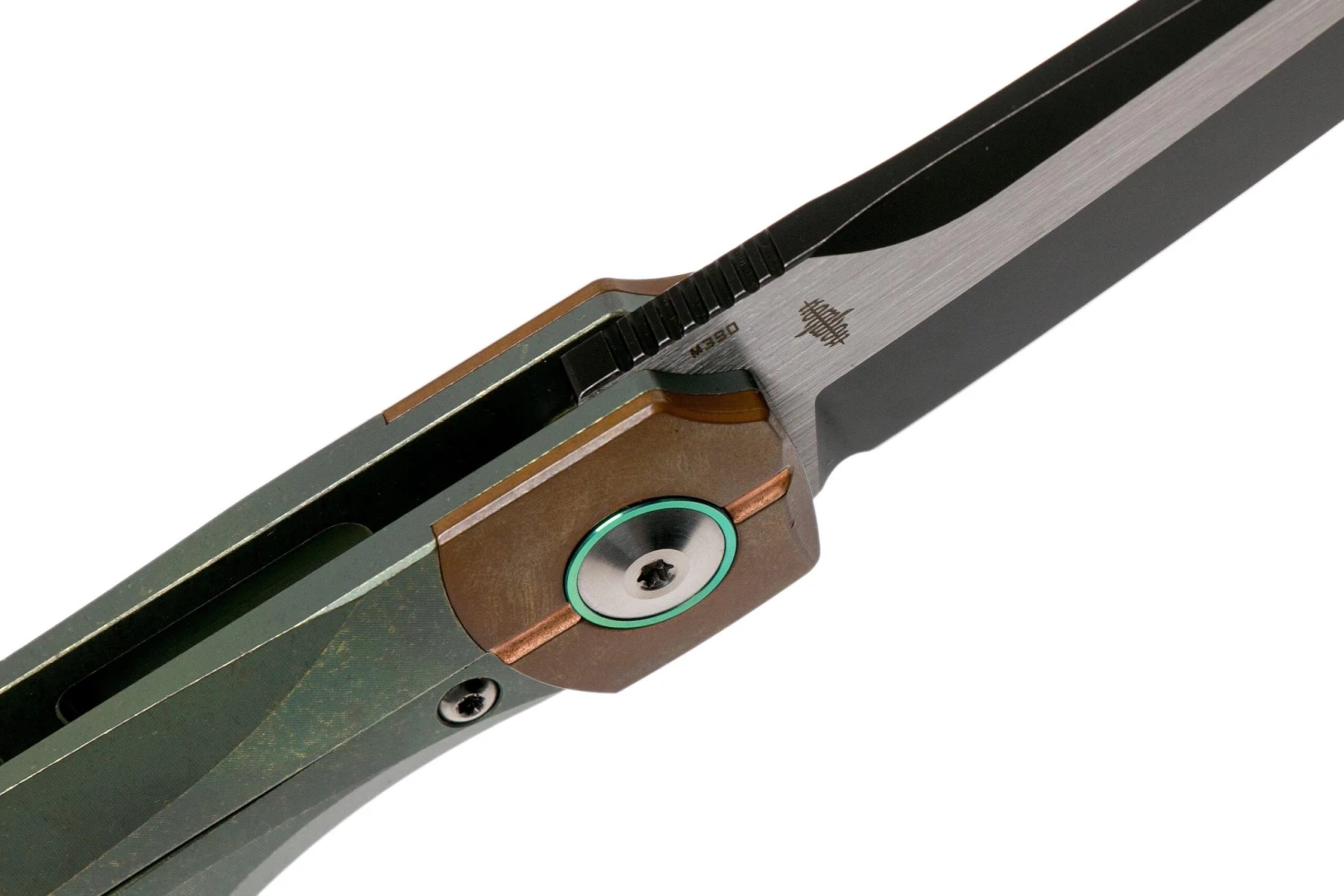 Bestech Thyra BT2106E Green Stonewashed Titanium, Copper Bolster, Two Tone Black Navaja, Diseño Kombou 8 Bestech Thyra BT2106E Green Stonewashed Titanium, Copper Bolster, Two Tone Black Navaja, Diseño Kombou - Imagen 6