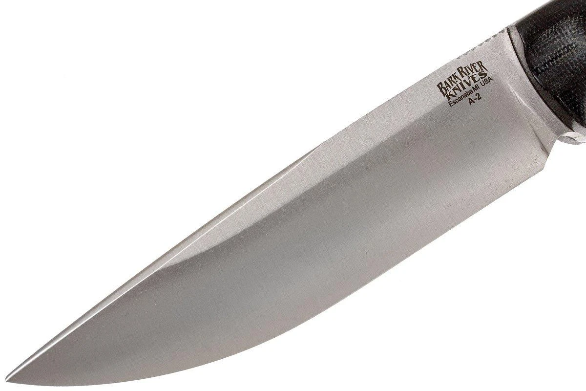 Bark River Bravo Vortex A2 Jimped, Black Canvas Micarta, Funda Marrón 5 Bark River Bravo Vortex A2 Jimped, Black Canvas Micarta, Funda Marrón - Imagen 3