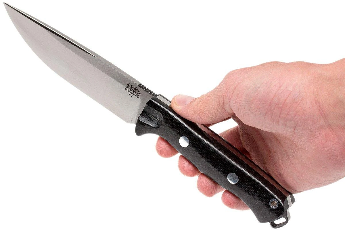 Bark River Bravo Vortex A2 Jimped, Black Canvas Micarta, Funda Marrón 8 Bark River Bravo Vortex A2 Jimped, Black Canvas Micarta, Funda Marrón - Imagen 6