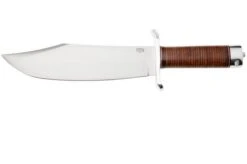 Bark River V-44 Bowie A2 Stacked Leather, Brass Double Quillion, Cuchillo Bowie