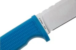 Demko Knives American Made FreeReign, Stonewashed CPM 3V Clip Point, USA-FR-3V-BLU-CLP, Blue Rubber, Cuchillo De Exterior -Knives And Tools Comercio DKUSA FR 3V BLU CLP 05 demko