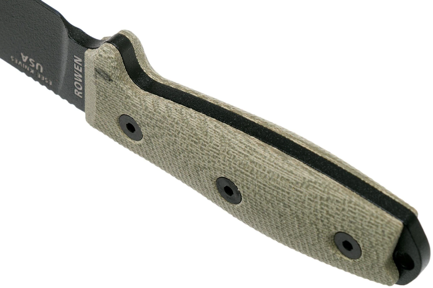 ESEE Model 4 Black Blade 3D Green Canvas Micarta Cuchillo De Supervivencia 4PB-017 Funda Negra + Clip Para Cinturón 6 ESEE Model 4 Black Blade 3D Green Canvas Micarta Cuchillo De Supervivencia 4PB-017 Funda Negra + Clip Para Cinturón - Imagen 4