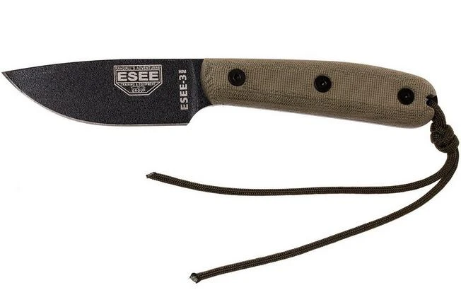 ESEE Model 3HM Cuchillo Bushcraft Modified Handle, Funda De Cuero 3 ESEE Model 3HM Cuchillo Bushcraft Modified Handle, Funda De Cuero