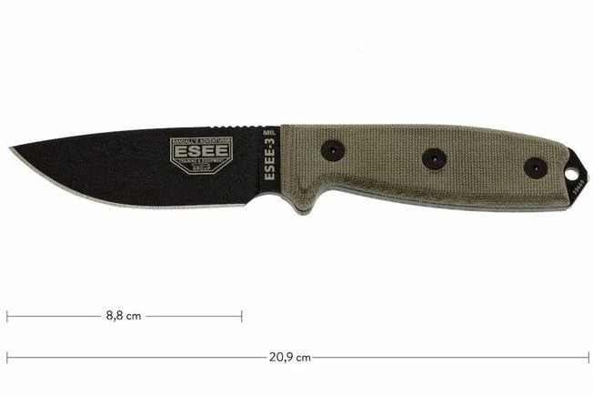 ESEE Model 3 Cuchillo De Supervivencia 3MIL-P-B Funda Negra + Clip De Cinturón En MOLLE-compatible 3 ESEE Model 3 Cuchillo De Supervivencia 3MIL-P-B Funda Negra + Clip De Cinturón En MOLLE-compatible