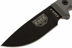 ESEE Model 3 Black Blade, Grey Handle 3P-KO Cuchillo De Supervivencia Sin Funda -Knives And Tools Comercio EE ESEE 3P KO 02 esee knives model 3 grijs ee esee 3p ko d2
