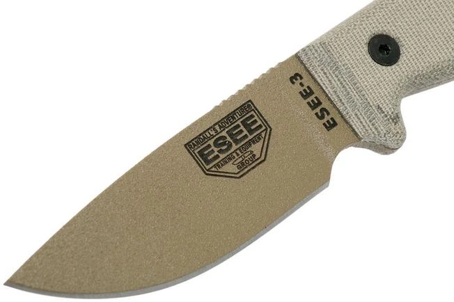 ESEE Model 3 Dark Earth Blade, Grey Handle 3P-MB-DE Con Funda + Clip Y MOLLE-back 5 ESEE Model 3 Dark Earth Blade, Grey Handle 3P-MB-DE Con Funda + Clip Y MOLLE-back - Imagen 3