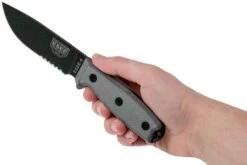 ESEE Model 4 Cuchilla Dentada, Mango Gris 4S-MB-B Con Funda Negra + Clip En MOLLE-back -Knives And Tools Comercio EE ESEE 4S MB B 06 esee knives