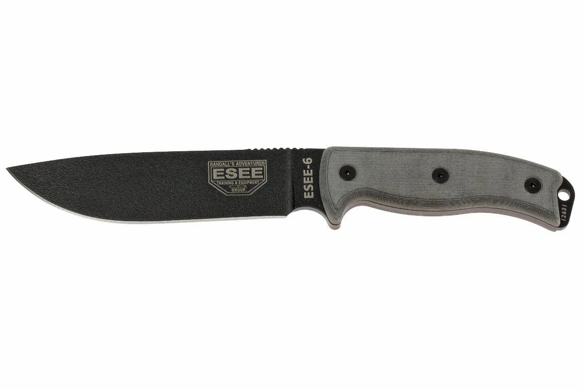 ESEE Model 6 Black Blade, Grey Handle 6P-KO Cuchillo De Supervivencia Sin Funda 3 ESEE Model 6 Black Blade, Grey Handle 6P-KO Cuchillo De Supervivencia Sin Funda