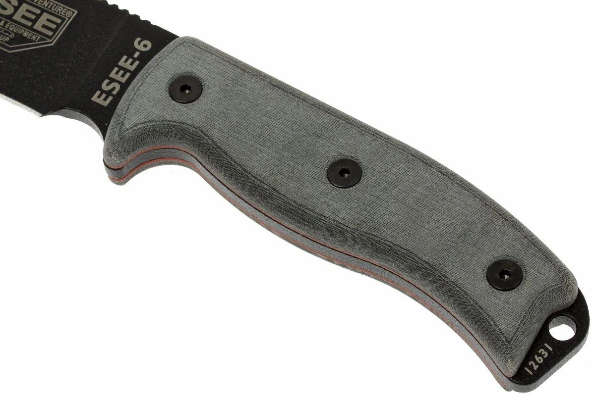 ESEE Model 6 Black Blade, Grey Handle 6P-KO Cuchillo De Supervivencia Sin Funda 5 ESEE Model 6 Black Blade, Grey Handle 6P-KO Cuchillo De Supervivencia Sin Funda - Imagen 3