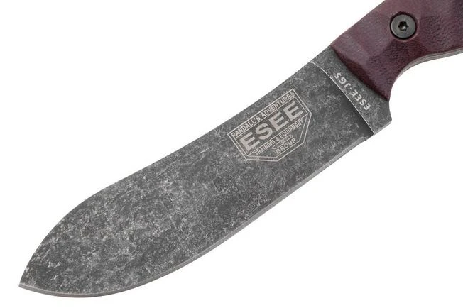 ESEE JG5, ESEE-JG5-LM, 1095 Stone Washed Black Oxide, Burgundy Linen Micarta, Cuchillo De Exterior, Diseño De James Gibson 5 ESEE JG5, ESEE-JG5-LM, 1095 Stone Washed Black Oxide, Burgundy Linen Micarta, Cuchillo De Exterior, Diseño De James Gibson - Imagen 3