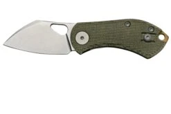 GiantMouse ACE Nibbler Green Canvas Micarta, 20CV Navaja, Diseño Ansø En Voxnaes