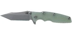 Rick Hinderer Eklipse 3.5” Tanto, CPM 20CV Battle Bronze, Translucent Green G10 Navaja