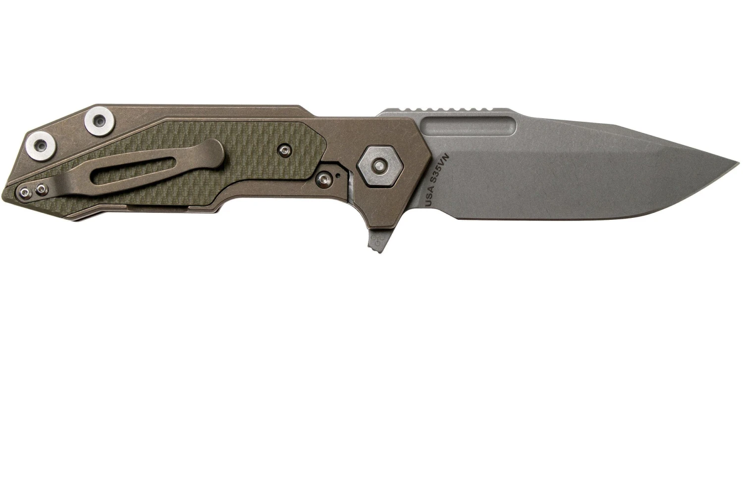Rick Hinderer Fulltrack Spanto S35VN Working Finish, Battle Bronze, OD Green G10 Navaja 4 Rick Hinderer Fulltrack Spanto S35VN Working Finish, Battle Bronze, OD Green G10 Navaja - Imagen 2