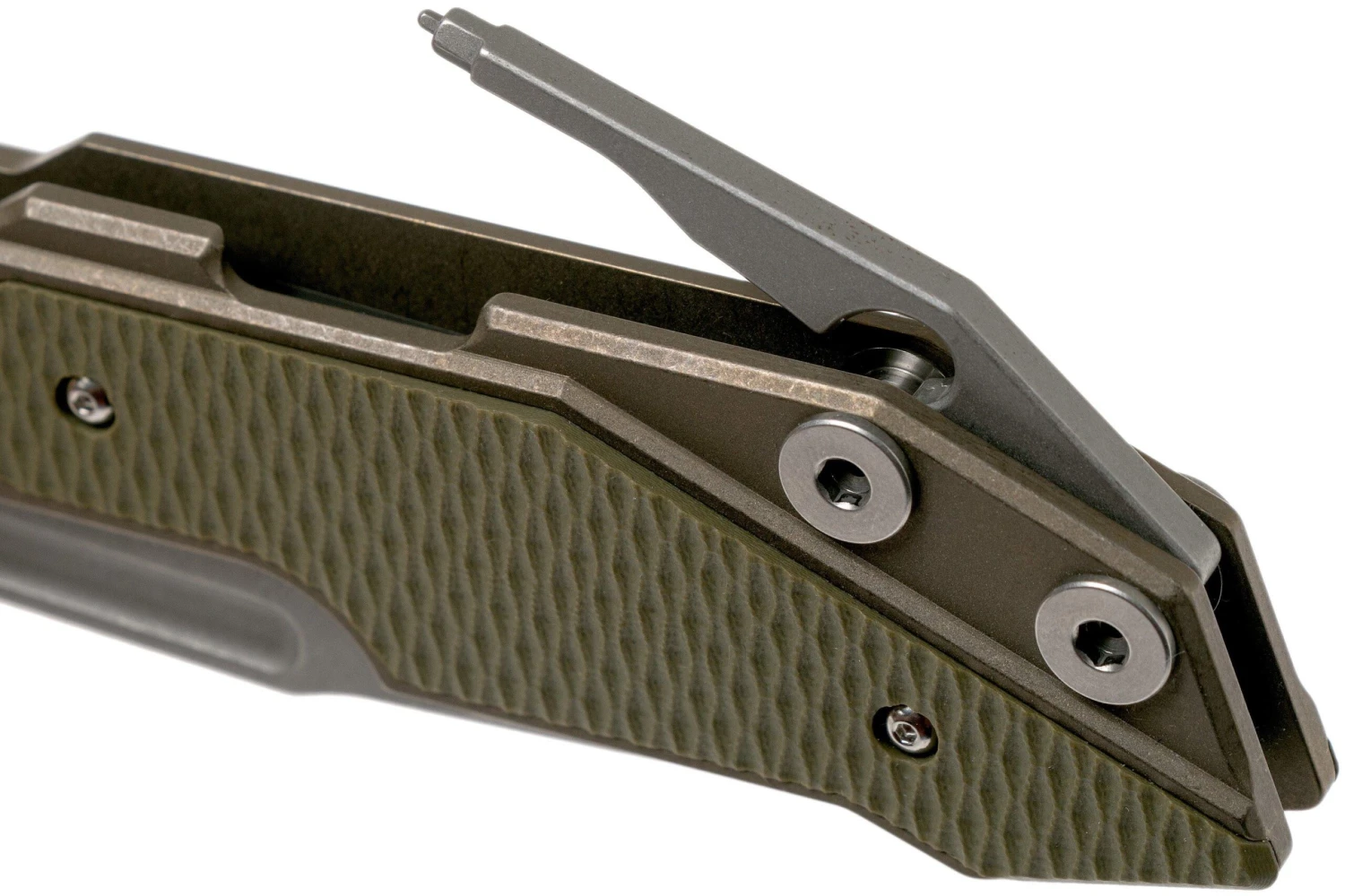 Rick Hinderer Fulltrack Spanto S35VN Working Finish, Battle Bronze, OD Green G10 Navaja 6 Rick Hinderer Fulltrack Spanto S35VN Working Finish, Battle Bronze, OD Green G10 Navaja - Imagen 4