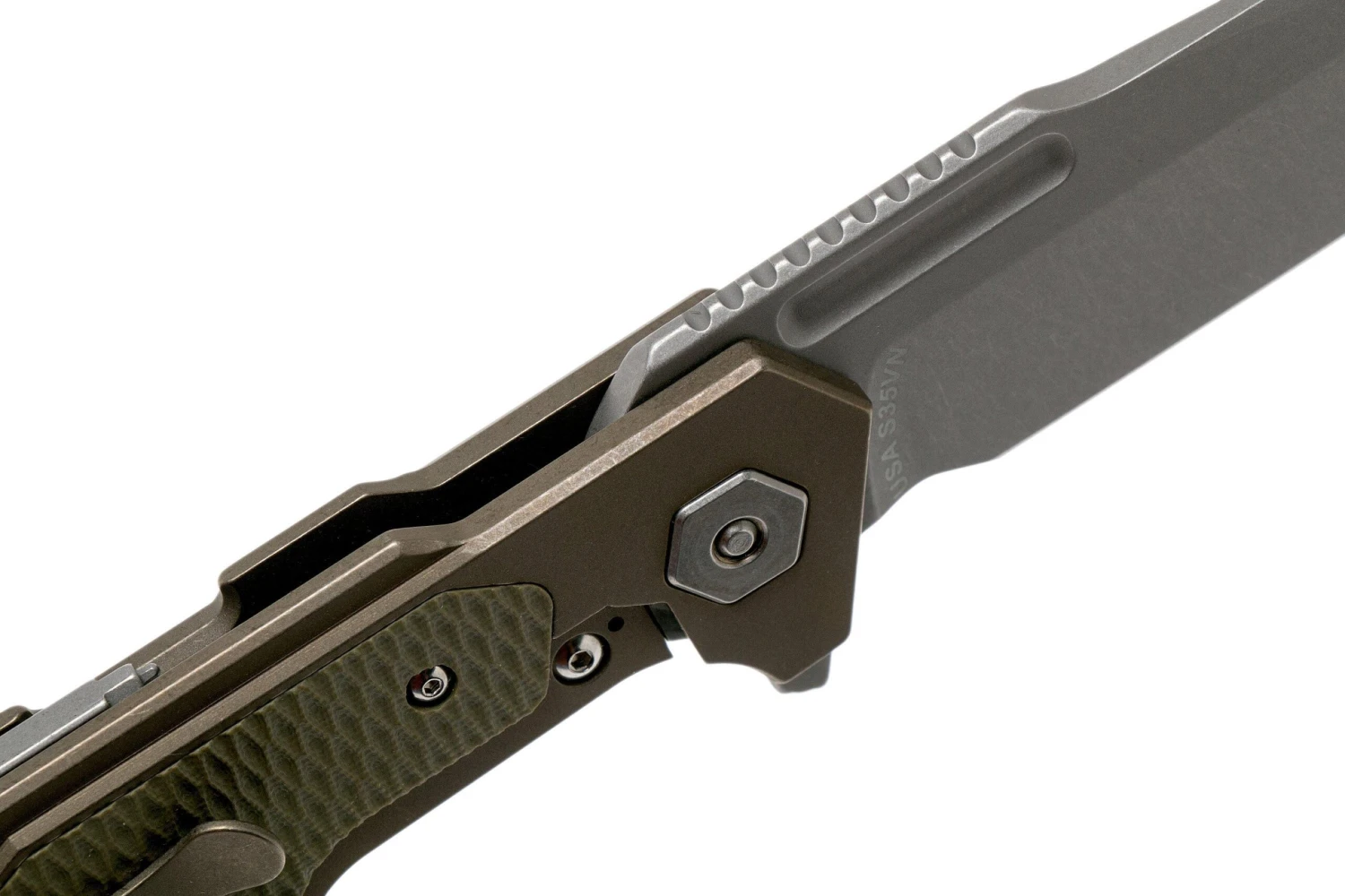 Rick Hinderer Fulltrack Spanto S35VN Working Finish, Battle Bronze, OD Green G10 Navaja 9 Rick Hinderer Fulltrack Spanto S35VN Working Finish, Battle Bronze, OD Green G10 Navaja - Imagen 7