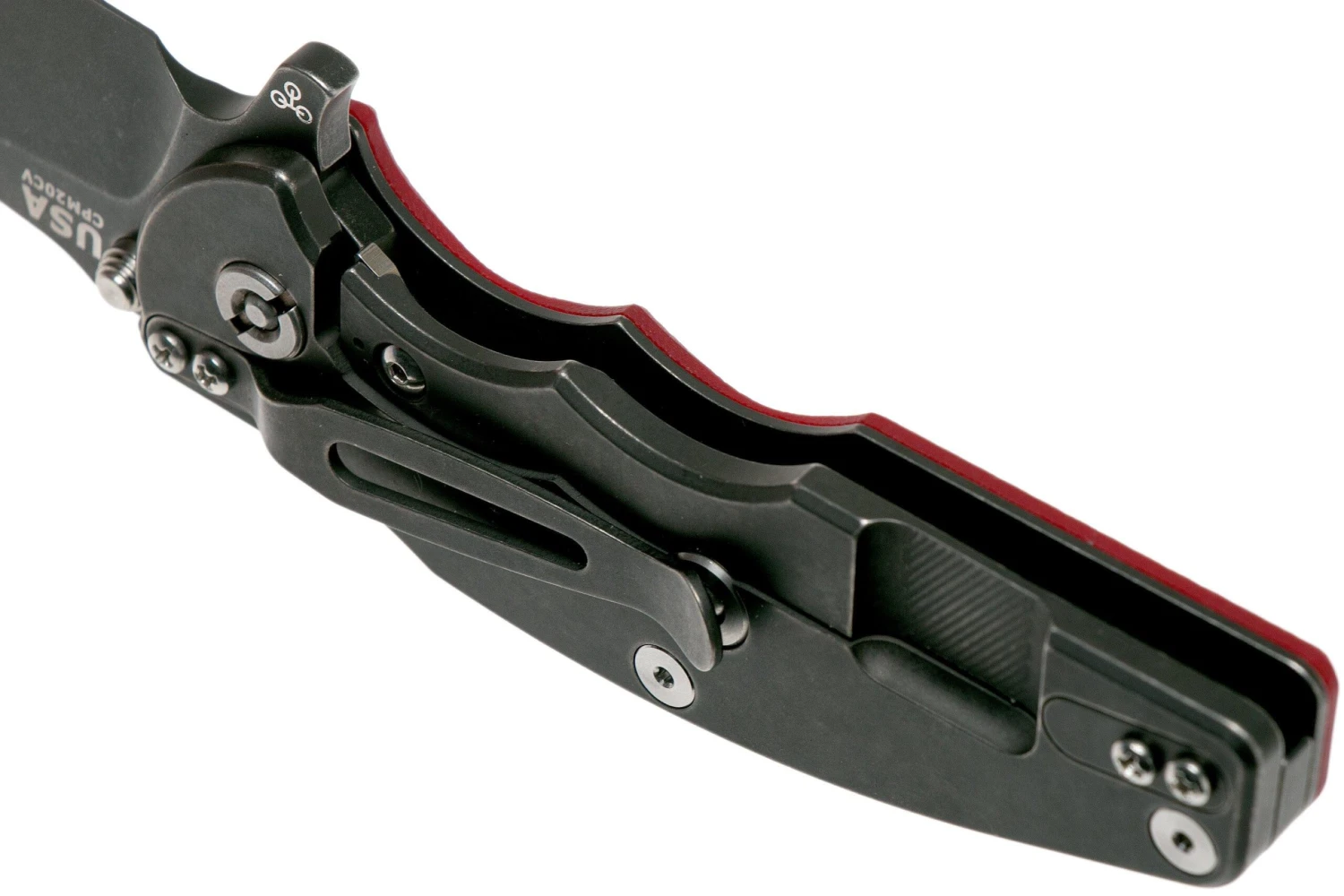 Rick Hinderer Jurassic Slicer Battle Black, Red G10 CPM 20CV Navaja 7 Rick Hinderer Jurassic Slicer Battle Black, Red G10 CPM 20CV Navaja - Imagen 5