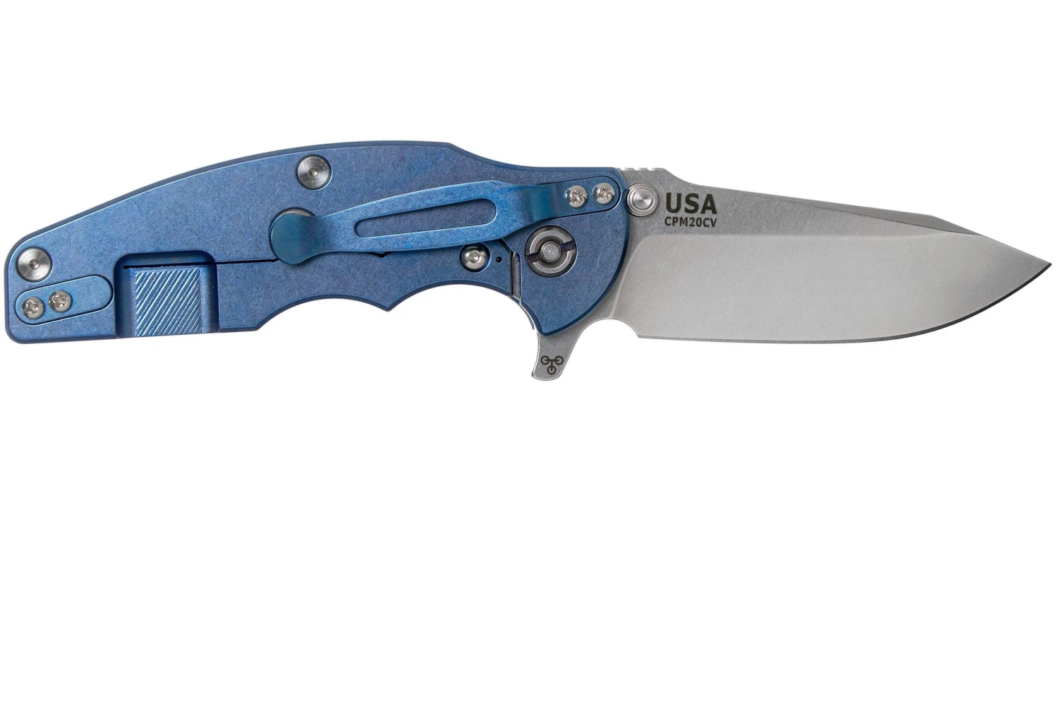 Rick Hinderer Jurassic Spearpoint 20CV Stonewash Blue, Blue-Black G10 Navaja 4 Rick Hinderer Jurassic Spearpoint 20CV Stonewash Blue, Blue-Black G10 Navaja - Imagen 2