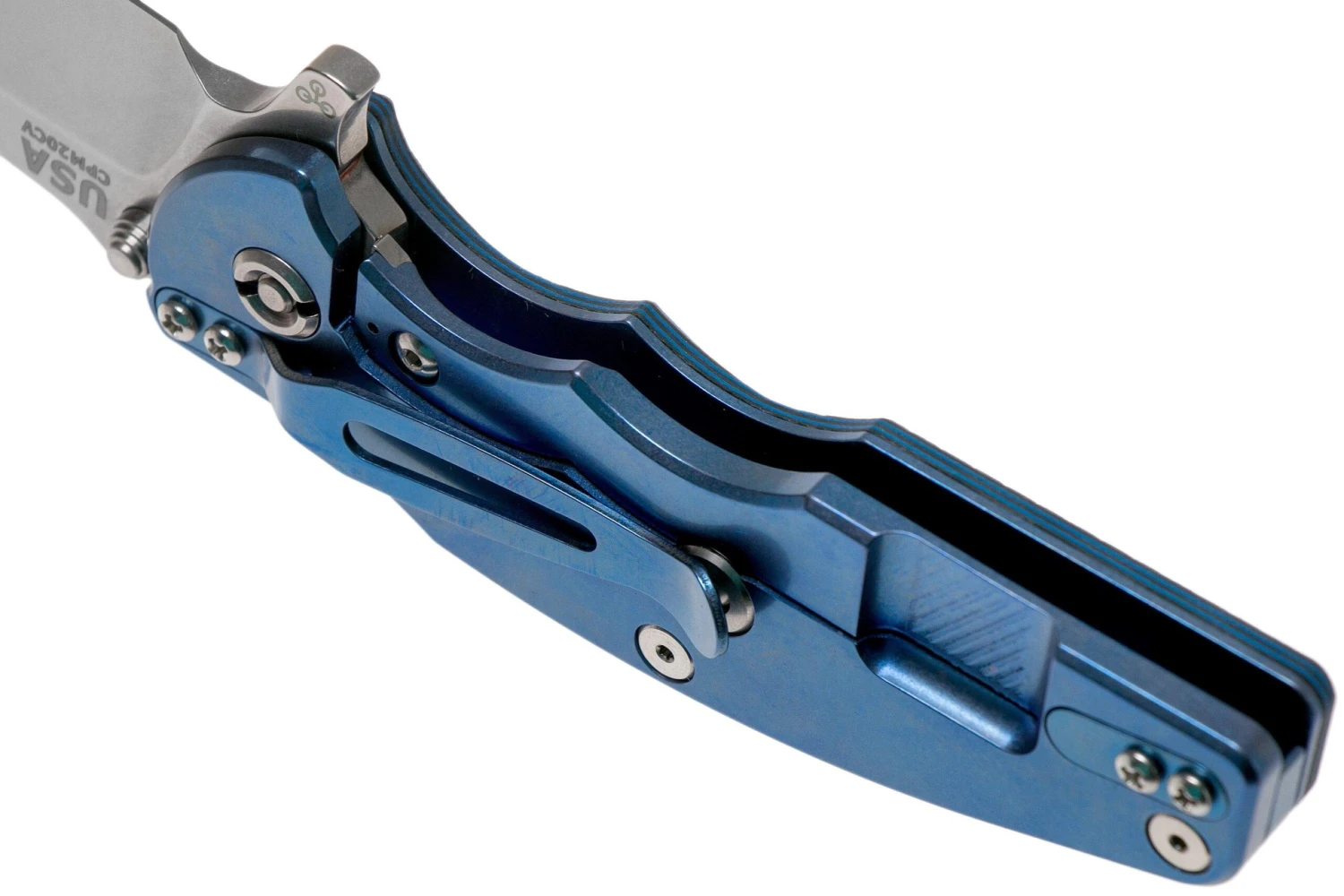 Rick Hinderer Jurassic Spearpoint 20CV Stonewash Blue, Blue-Black G10 Navaja 7 Rick Hinderer Jurassic Spearpoint 20CV Stonewash Blue, Blue-Black G10 Navaja - Imagen 5