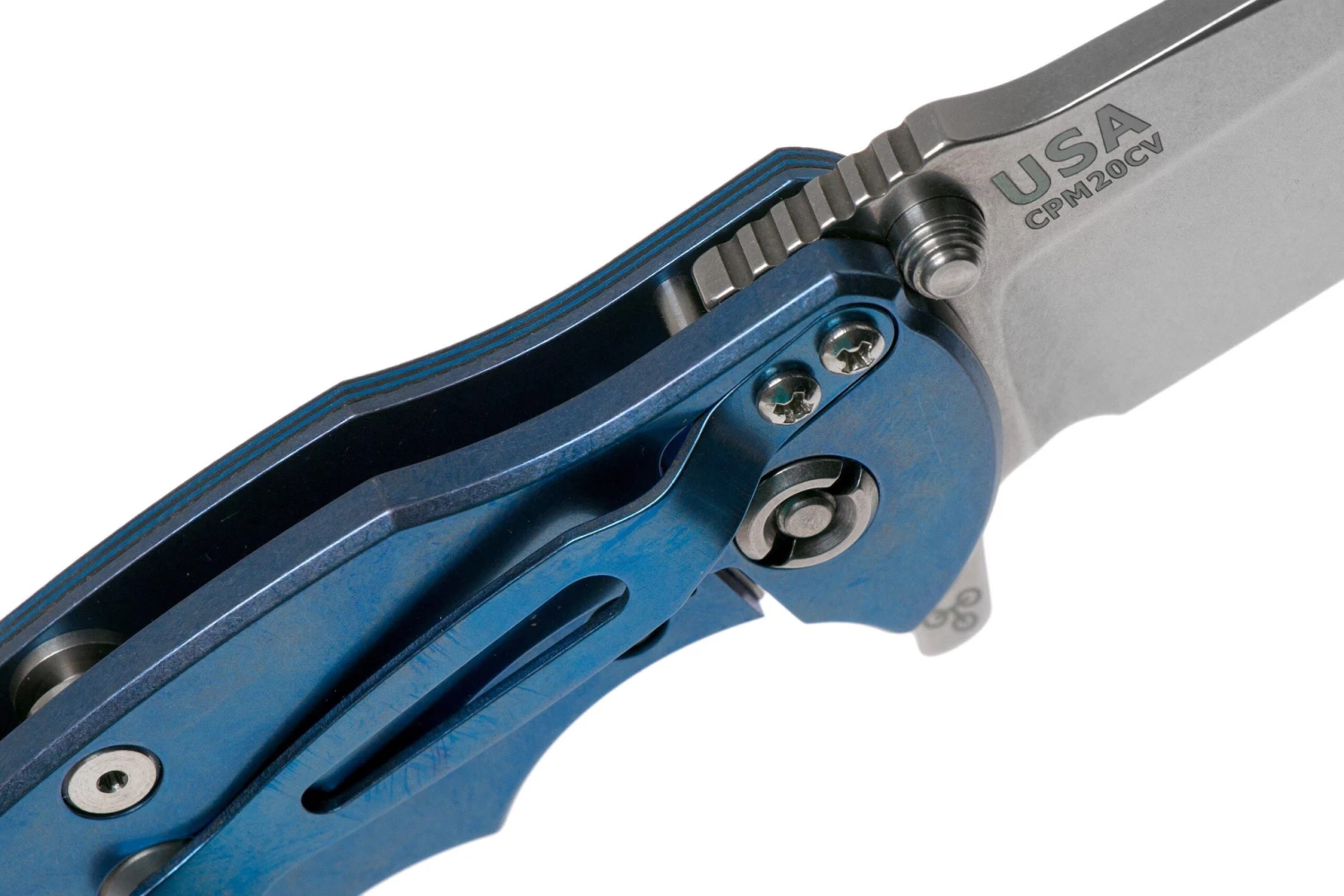 Rick Hinderer Jurassic Spearpoint 20CV Stonewash Blue, Blue-Black G10 Navaja 8 Rick Hinderer Jurassic Spearpoint 20CV Stonewash Blue, Blue-Black G10 Navaja - Imagen 6