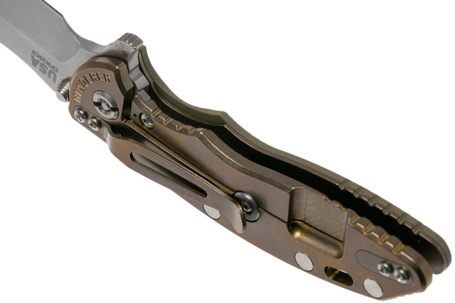 Rick Hinderer XM-18 3.5 Bowie 20CV Stonewash Bronze, OD Green G10 Navaja 7 Rick Hinderer XM-18 3.5 Bowie 20CV Stonewash Bronze, OD Green G10 Navaja - Imagen 5