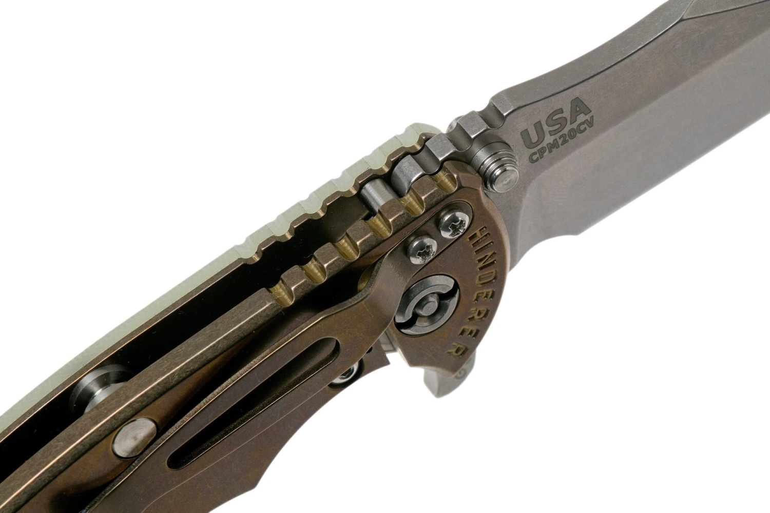 Rick Hinderer XM-18 3.5 Bowie 20CV Stonewash Bronze, Transparent G10 Navaja 8 Rick Hinderer XM-18 3.5 Bowie 20CV Stonewash Bronze, Transparent G10 Navaja - Imagen 6