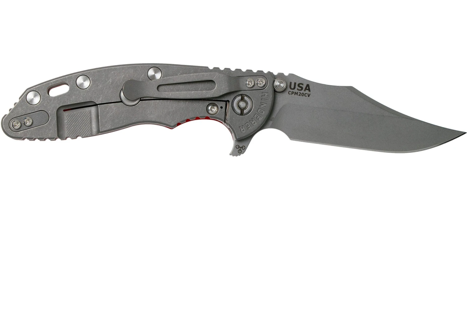 Rick Hinderer XM-18 3.5 Bowie 20CV Working Finish, Red G10 Navaja 4 Rick Hinderer XM-18 3.5 Bowie 20CV Working Finish, Red G10 Navaja - Imagen 2