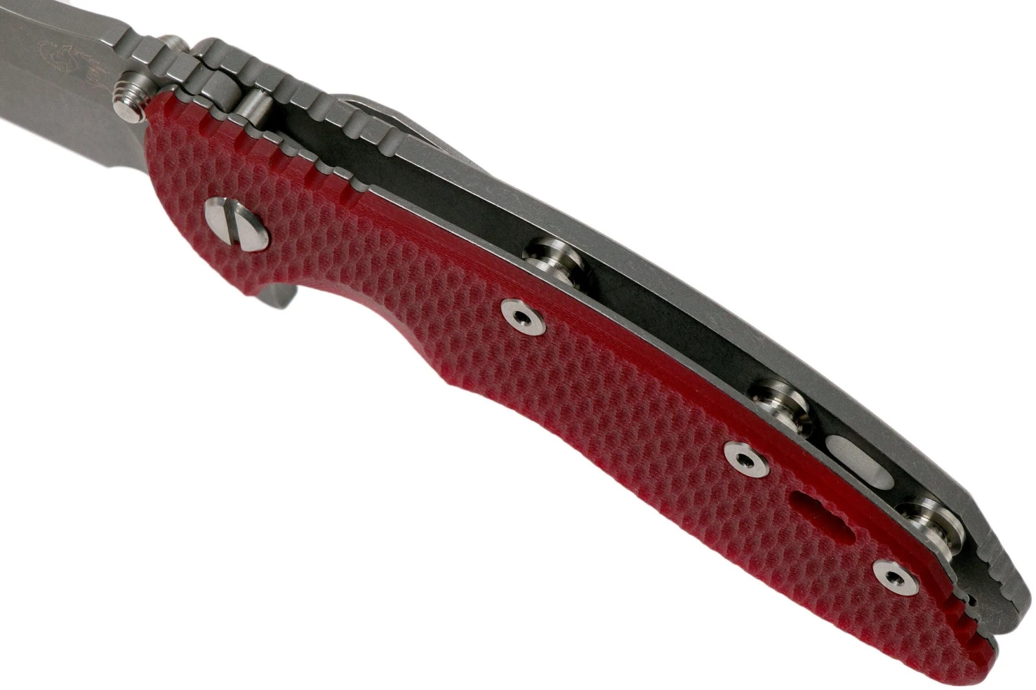 Rick Hinderer XM-18 3.5 Bowie 20CV Working Finish, Red G10 Navaja 9 Rick Hinderer XM-18 3.5 Bowie 20CV Working Finish, Red G10 Navaja - Imagen 7