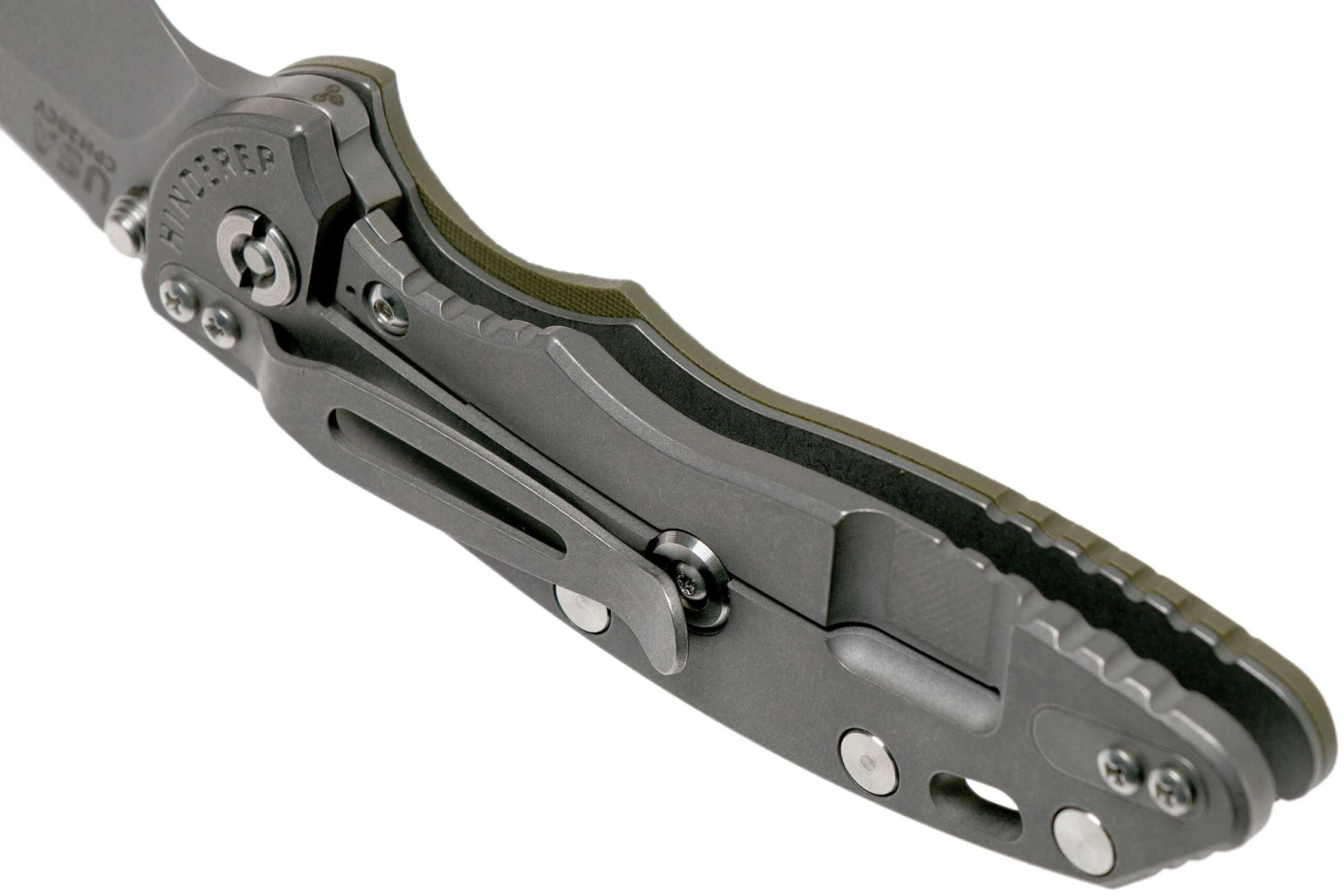 Rick Hinderer XM18 3,5” Non-Flipper Spearpoint Working Finish, OD Green G10 7 Rick Hinderer XM18 3,5” Non-Flipper Spearpoint Working Finish, OD Green G10 - Imagen 5