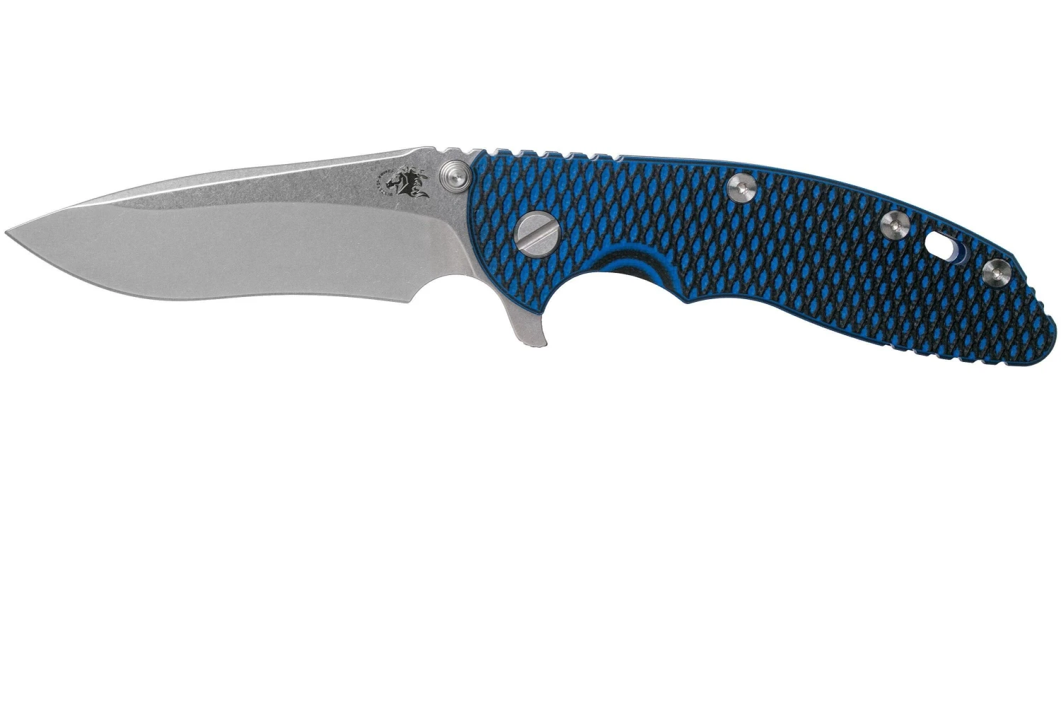 Rick Hinderer XM18 3.5” Recurve, CPM 20CV, Stonewash, Blue Black G10, Navaja 3 Rick Hinderer XM18 3.5” Recurve, CPM 20CV, Stonewash, Blue Black G10, Navaja