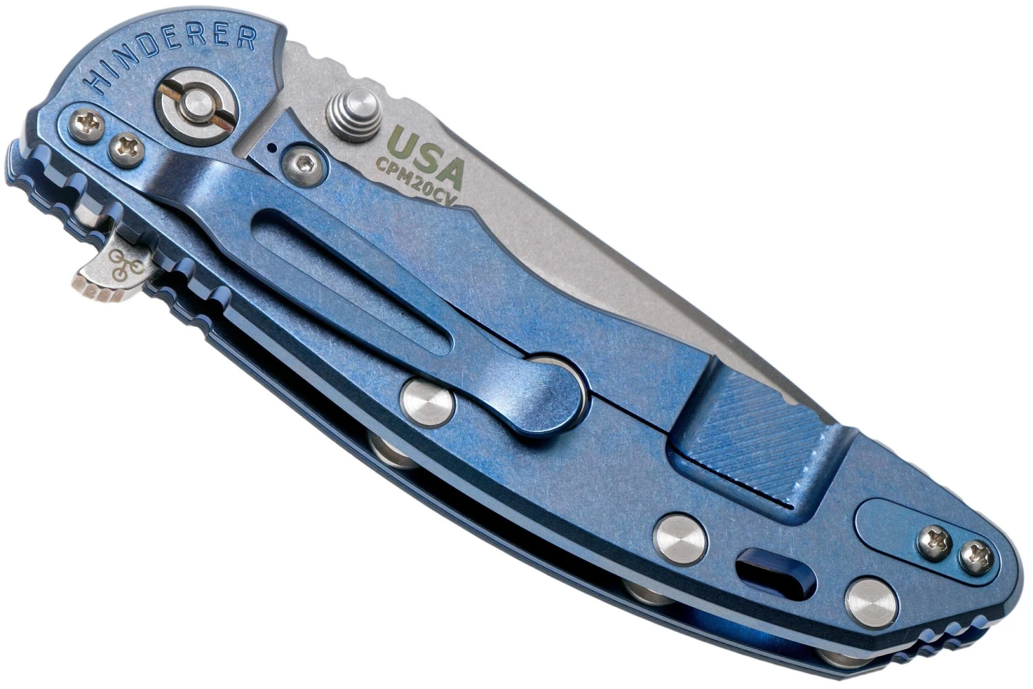 Rick Hinderer XM18 3.5” Recurve, CPM 20CV, Stonewash, Blue Black G10, Navaja 6 Rick Hinderer XM18 3.5” Recurve, CPM 20CV, Stonewash, Blue Black G10, Navaja - Imagen 4