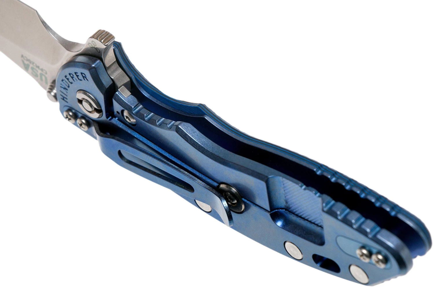 Rick Hinderer XM18 3.5” Recurve, CPM 20CV, Stonewash, Blue Black G10, Navaja 7 Rick Hinderer XM18 3.5” Recurve, CPM 20CV, Stonewash, Blue Black G10, Navaja - Imagen 5