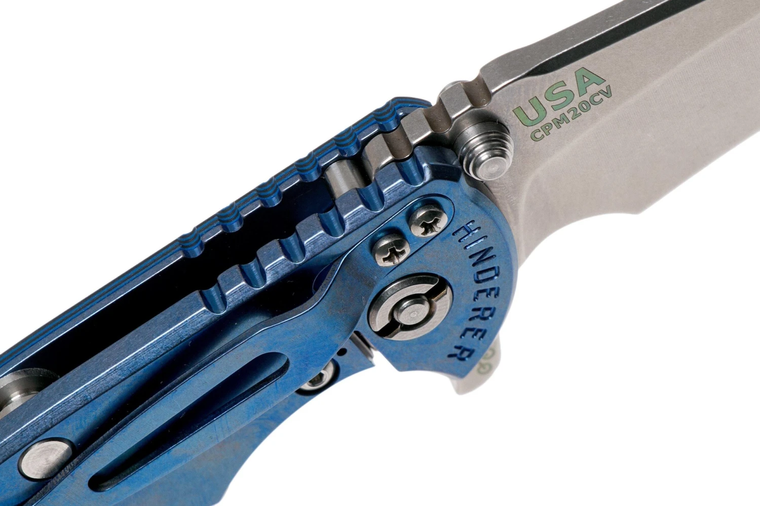 Rick Hinderer XM18 3.5” Recurve, CPM 20CV, Stonewash, Blue Black G10, Navaja 8 Rick Hinderer XM18 3.5” Recurve, CPM 20CV, Stonewash, Blue Black G10, Navaja - Imagen 6