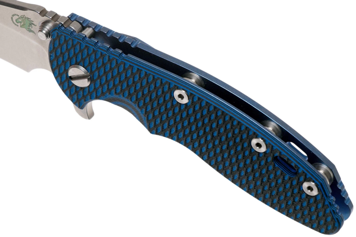 Rick Hinderer XM18 3.5” Recurve, CPM 20CV, Stonewash, Blue Black G10, Navaja 9 Rick Hinderer XM18 3.5” Recurve, CPM 20CV, Stonewash, Blue Black G10, Navaja - Imagen 7