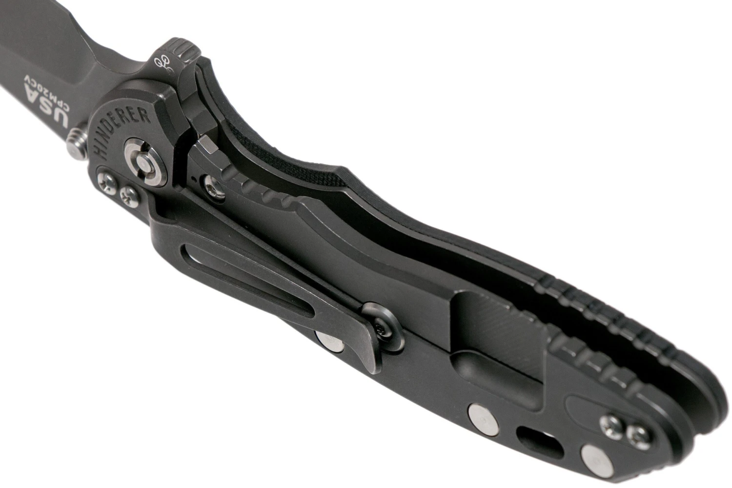 Rick Hinderer XM18 3,5” Slicer CPM 20CV Battle Black DLC, Black G10, Navaja 7 Rick Hinderer XM18 3,5” Slicer CPM 20CV Battle Black DLC, Black G10, Navaja - Imagen 5