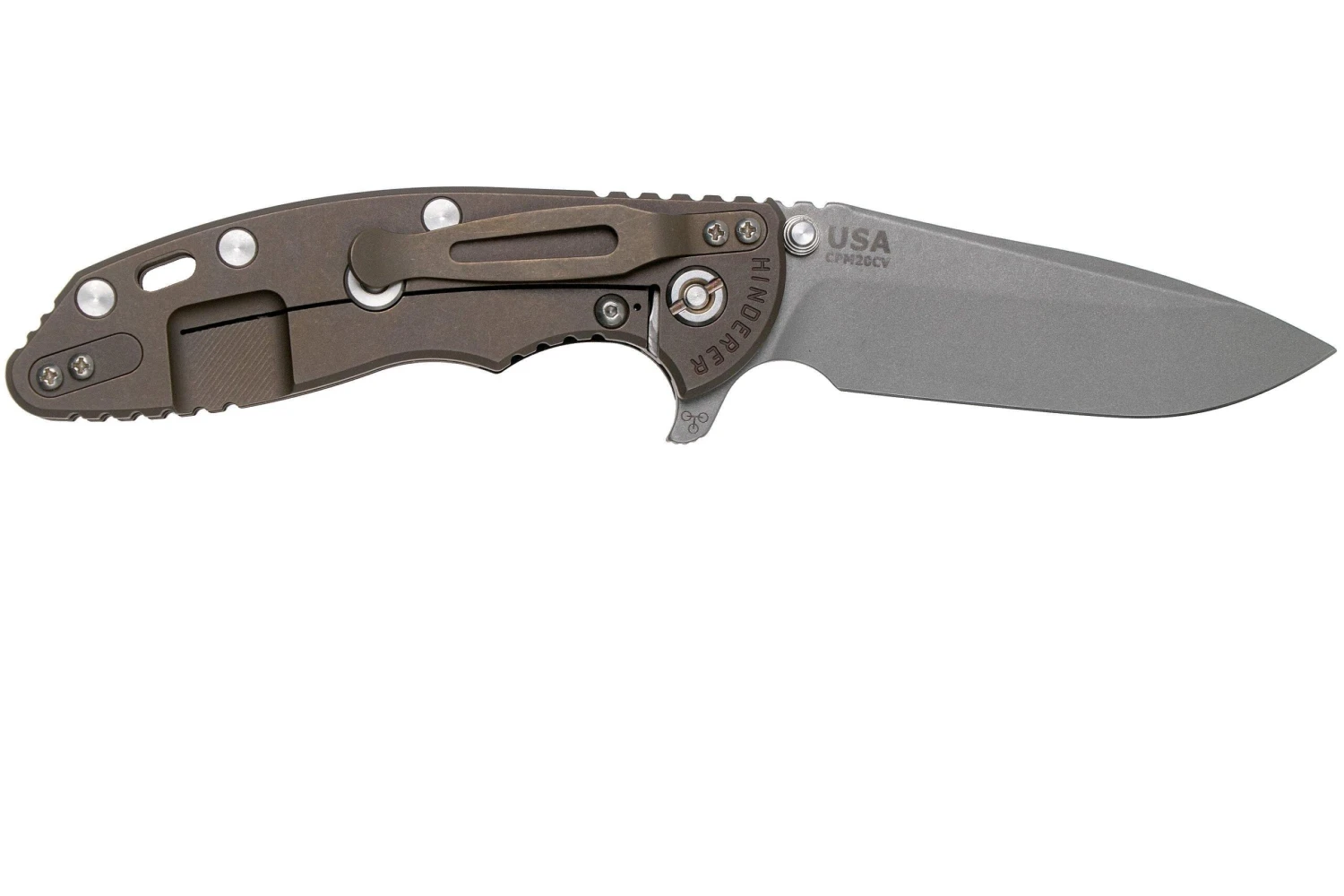 Rick Hinderer XM18 3,5" Spearpoint CPM 20CV Stonewash, Battle Bronze, Black G10, Navaja 4 Rick Hinderer XM18 3,5" Spearpoint CPM 20CV Stonewash, Battle Bronze, Black G10, Navaja - Imagen 2