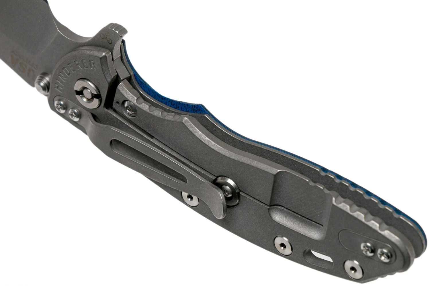 Rick Hinderer XM18 3.5 Skinny Sheepsfoot 20CV Working Finish, Blue/Black G10 Navaja" 7 Rick Hinderer XM18 3.5 Skinny Sheepsfoot 20CV Working Finish, Blue/Black G10 Navaja" - Imagen 5