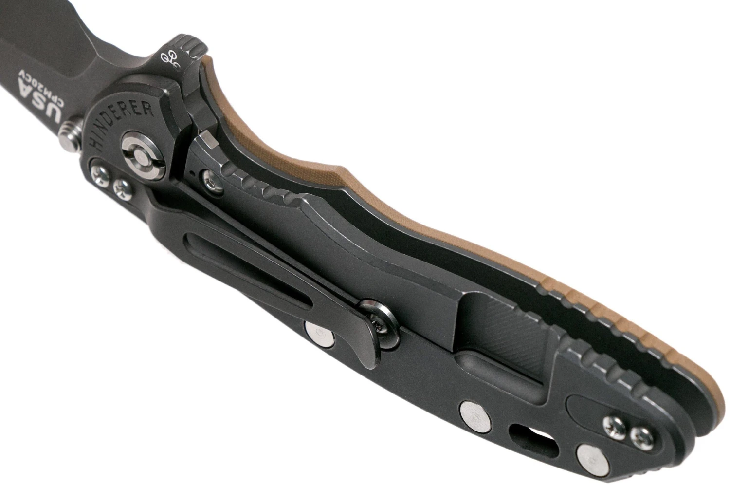 Rick Hinderer XM18 3,5” Slicer CPM 20CV Battle Black DLC, Coyote Brown G10, Navaja 7 Rick Hinderer XM18 3,5” Slicer CPM 20CV Battle Black DLC, Coyote Brown G10, Navaja - Imagen 5