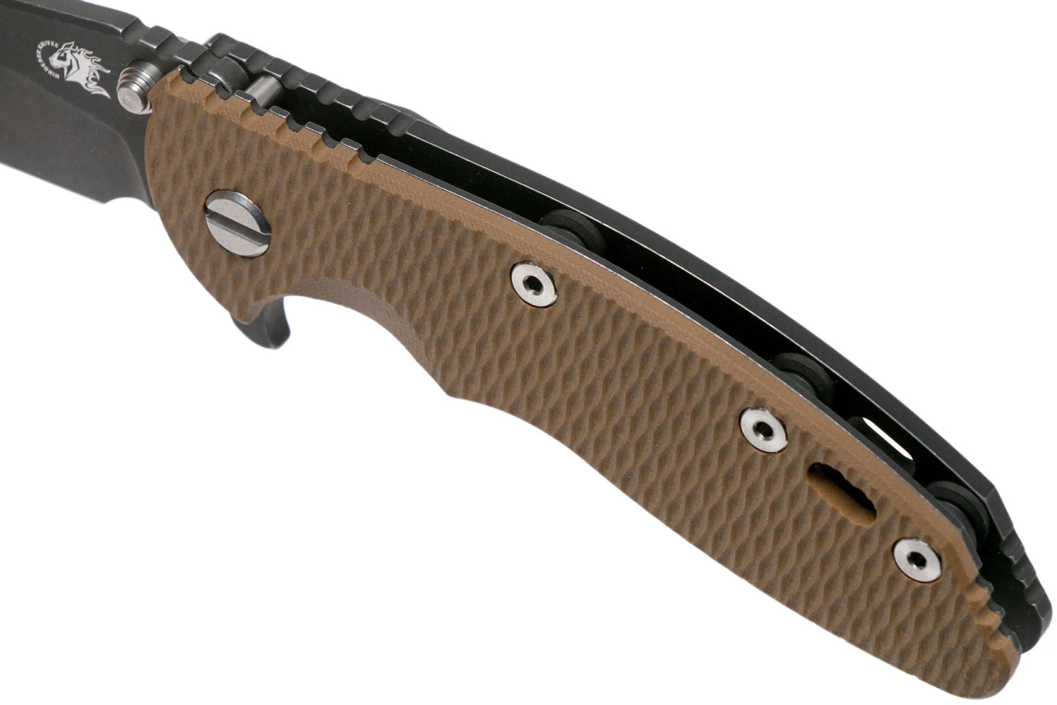 Rick Hinderer XM18 3,5” Slicer CPM 20CV Battle Black DLC, Coyote Brown G10, Navaja 9 Rick Hinderer XM18 3,5” Slicer CPM 20CV Battle Black DLC, Coyote Brown G10, Navaja - Imagen 7
