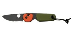 The James Brand The Redstone, OD Green + Orange PP, Negro, Serrated, KN118197-01, Navaja