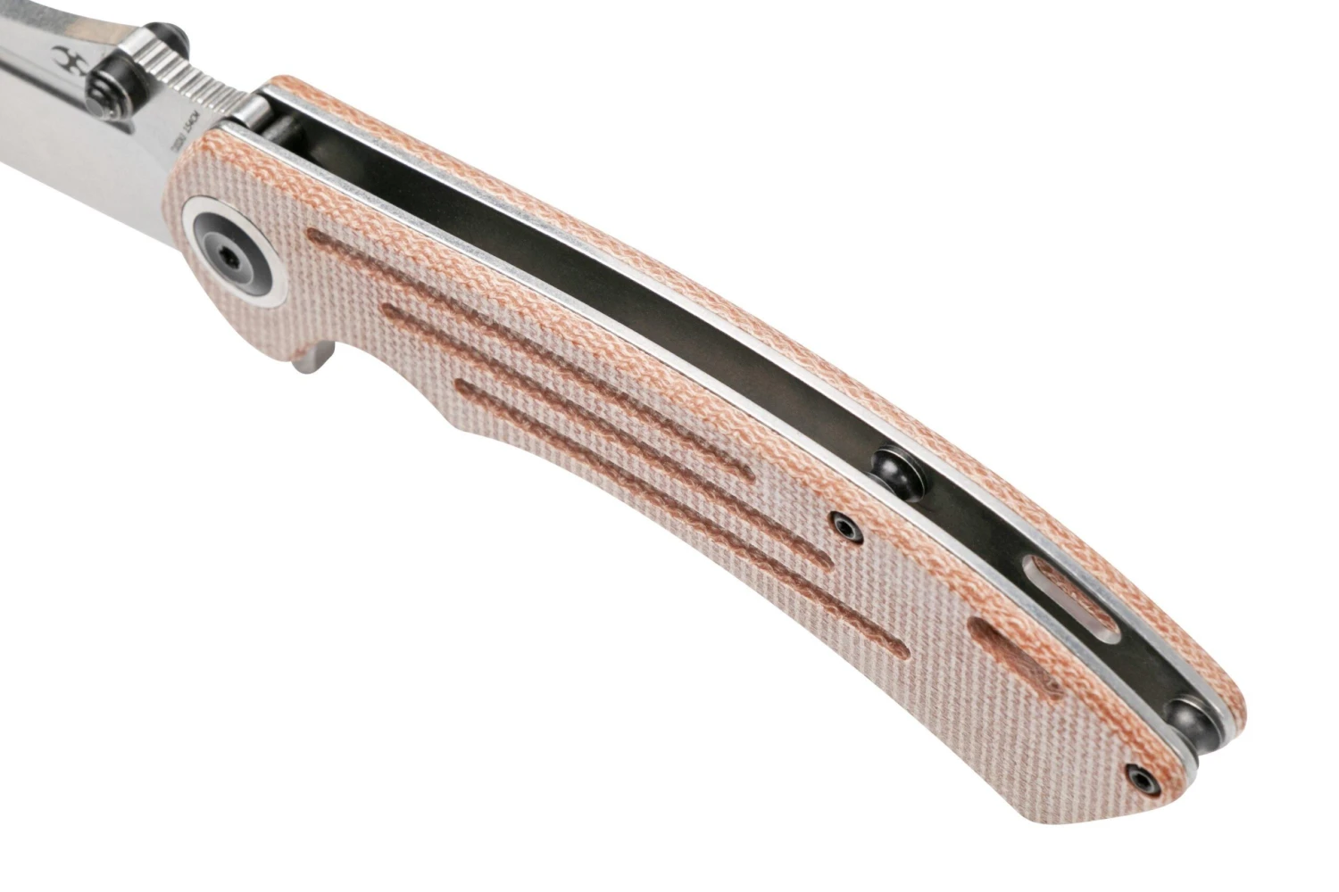 Kansept Pretatout T1032A3 Stonewashed 154CM, Brown Micarta Navaja, Diseño Kmaxrom 9 Kansept Pretatout T1032A3 Stonewashed 154CM, Brown Micarta Navaja, Diseño Kmaxrom - Imagen 7