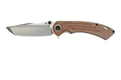 Kansept Pretatout T1032T1 Stonewashed Tanto 154CM, Brown Micarta Navaja, Diseño Kmaxrom