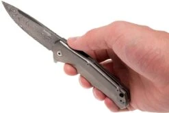 LionSteel TRE DR GY Titanium, Raindrop-damast -Knives And Tools Comercio LI TRE DR GY 08 lionsteel li tre dr gy 08