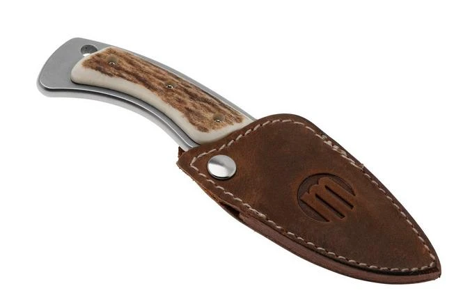 Maserin Mini Trapper 924-CV-1 Stonewashed Elmax, Stag Horn, Leather Button Sheath, Cuchillo Fijo Pequeño De Caza 8 Maserin Mini Trapper 924-CV-1 Stonewashed Elmax, Stag Horn, Leather Button Sheath, Cuchillo Fijo Pequeño De Caza - Imagen 6