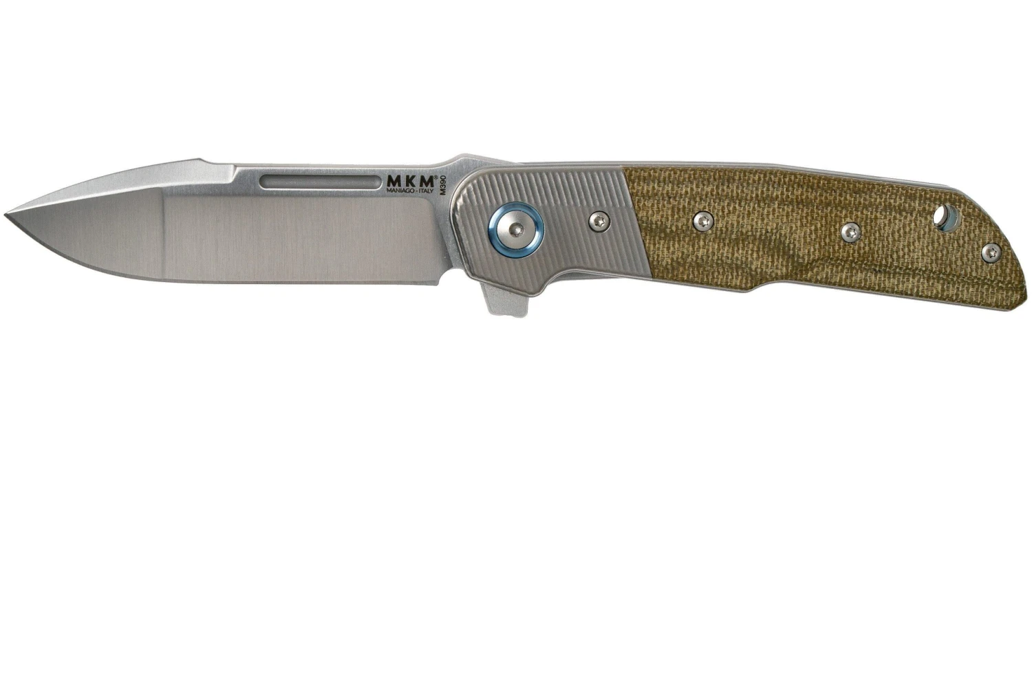 MKM Clap LS01-GCT Titanium, Green Canvas Micarta Navaja, Bob Terzuola Design 3 MKM Clap LS01-GCT Titanium, Green Canvas Micarta Navaja, Bob Terzuola Design