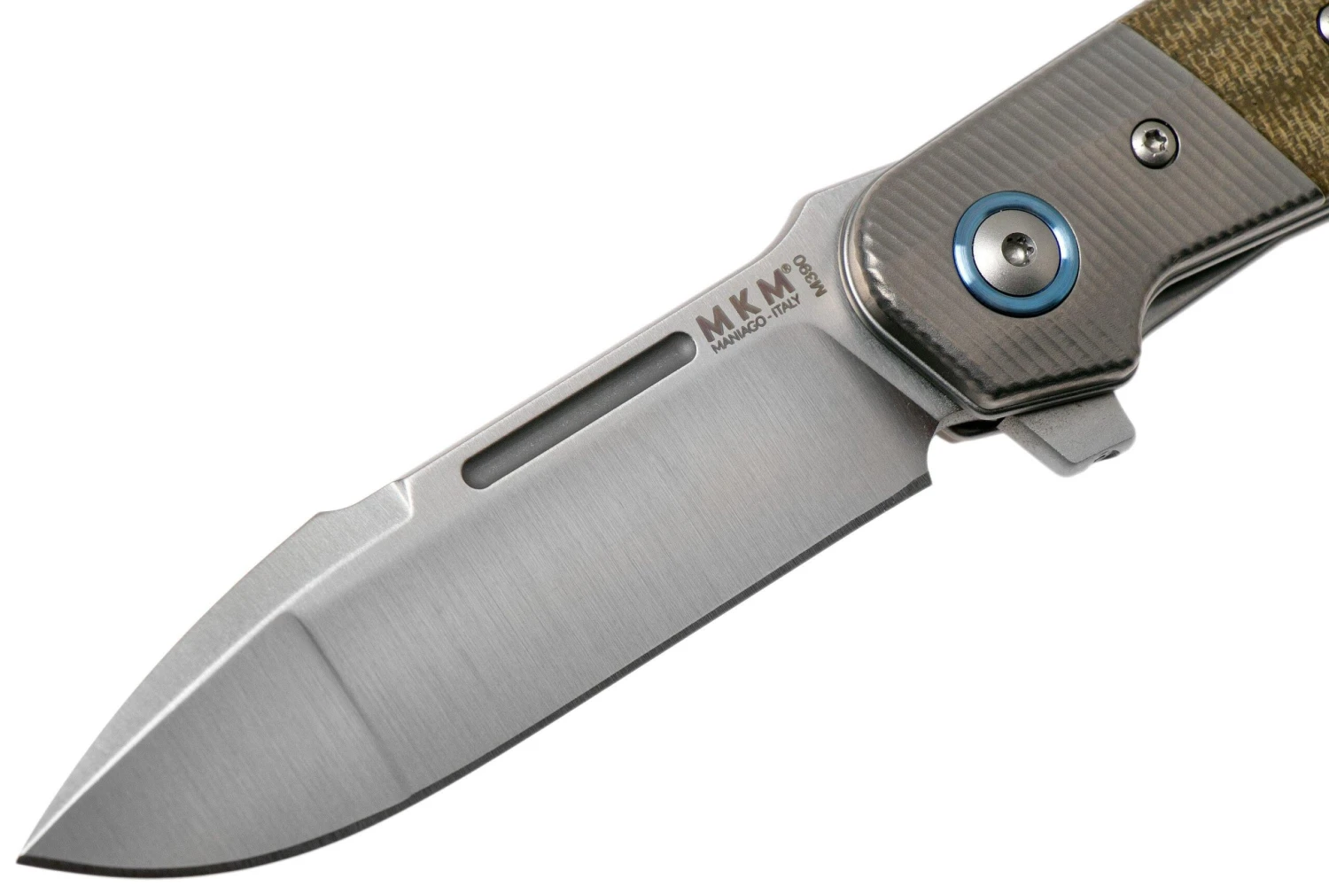 MKM Clap LS01-GCT Titanium, Green Canvas Micarta Navaja, Bob Terzuola Design 5 MKM Clap LS01-GCT Titanium, Green Canvas Micarta Navaja, Bob Terzuola Design - Imagen 3