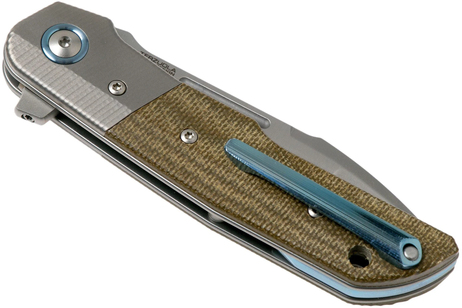 MKM Clap LS01-GCT Titanium, Green Canvas Micarta Navaja, Bob Terzuola Design 6 MKM Clap LS01-GCT Titanium, Green Canvas Micarta Navaja, Bob Terzuola Design - Imagen 4